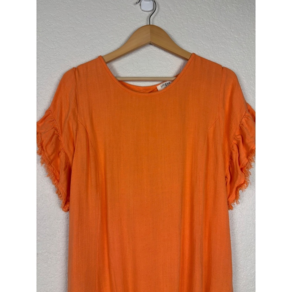 Umgee Womens Linen Dress Sz Large Orange Beach Vacation Resort Cruise Minimalist